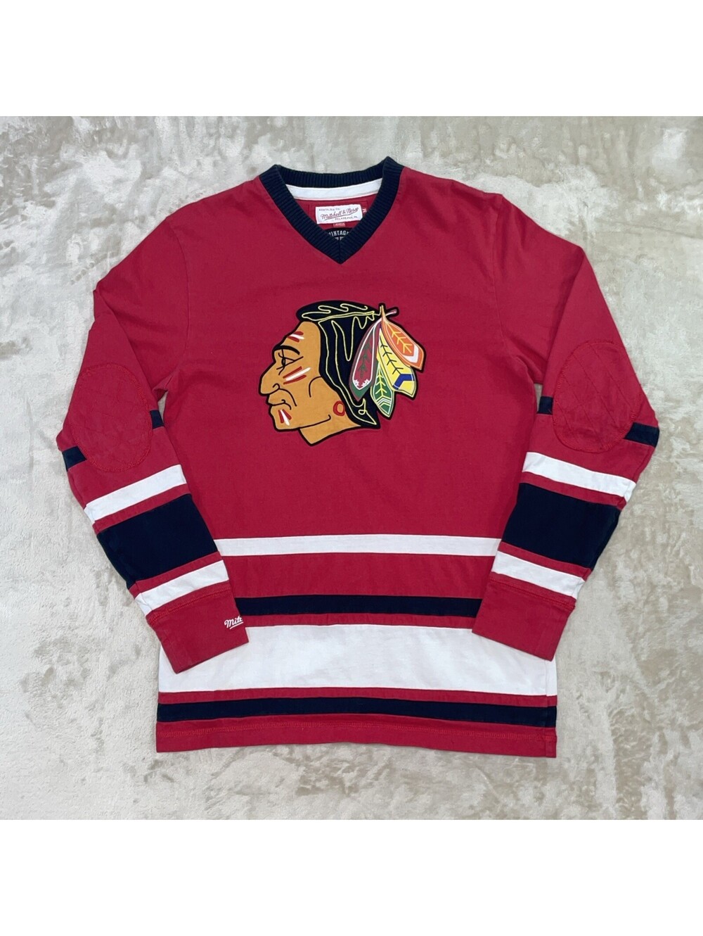 Mitchell & Ness Chicago Blackhawks Vintage Hockey Sweatshirt Jersey Men's M